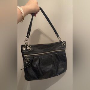 Black coach Leather Shoulder Bag